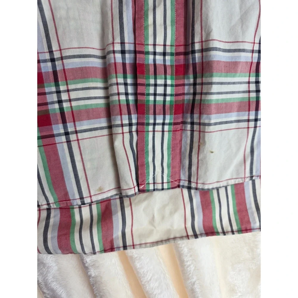 Ralph Lauren Blake Plaid Short Sleeve Button Down‎ Shirt Men XL Cream Red Green